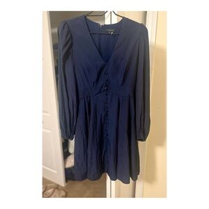 1 State Blue Long Sleeve V-Neck dress